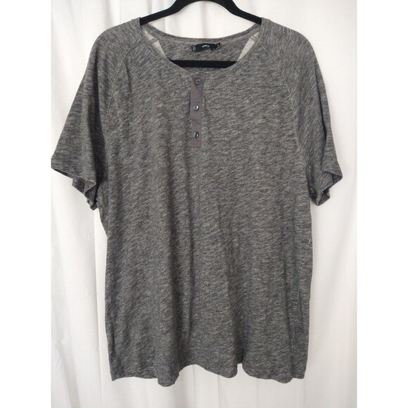 Vince Shirt Mens XXL Heather Gray Henley Neck Short Sleeve Casual 100% Cotton - Picture 1 of 8